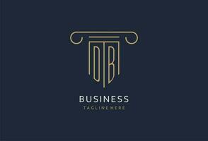 DB initial with pillar shape logo design, creative monogram logo design for law firm vector