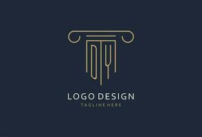 DY initial with pillar shape logo design, creative monogram logo design for law firm vector