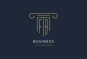 FB initial with pillar shape logo design, creative monogram logo design for law firm vector