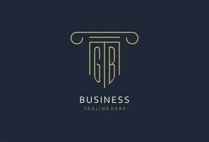 GB initial with pillar shape logo design, creative monogram logo design for law firm vector