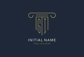 GI initial with pillar shape logo design, creative monogram logo design for law firm vector