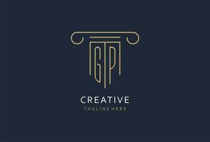 GP initial with pillar shape logo design, creative monogram logo design for law firm vector