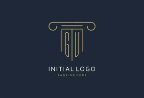 GU initial with pillar shape logo design, creative monogram logo design for law firm vector