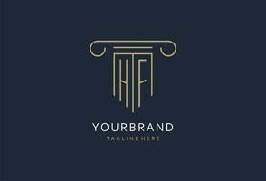 HF initial with pillar shape logo design, creative monogram logo design for law firm vector
