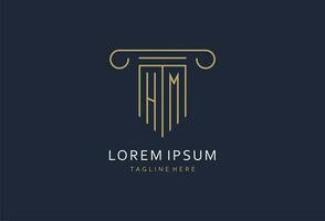 HM initial with pillar shape logo design, creative monogram logo design for law firm vector