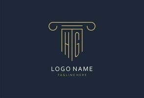 HG initial with pillar shape logo design, creative monogram logo design for law firm vector