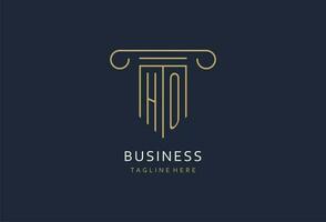 HO initial with pillar shape logo design, creative monogram logo design for law firm vector