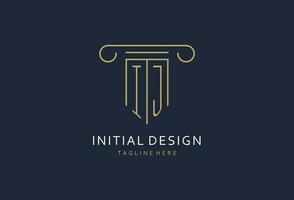 IJ initial with pillar shape logo design, creative monogram logo design for law firm vector