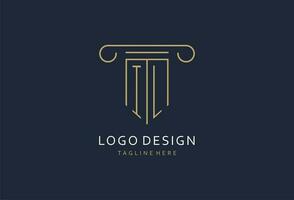 IL initial with pillar shape logo design, creative monogram logo design for law firm vector