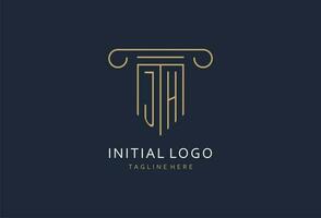 JH initial with pillar shape logo design, creative monogram logo design for law firm vector