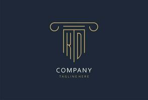 KD initial with pillar shape logo design, creative monogram logo design for law firm vector