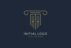 KH initial with pillar shape logo design, creative monogram logo design for law firm vector