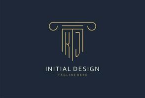 KJ initial with pillar shape logo design, creative monogram logo design for law firm vector