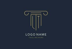 LT initial with pillar shape logo design, creative monogram logo design for law firm vector
