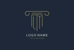 LT initial with pillar shape logo design, creative monogram logo design for law firm vector