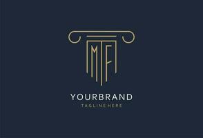 MF initial with pillar shape logo design, creative monogram logo design for law firm vector