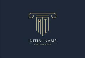 MI initial with pillar shape logo design, creative monogram logo design for law firm vector