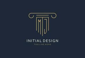 MJ initial with pillar shape logo design, creative monogram logo design for law firm vector