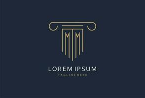 MM initial with pillar shape logo design, creative monogram logo design for law firm vector