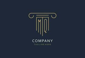 MQ initial with pillar shape logo design, creative monogram logo design for law firm vector