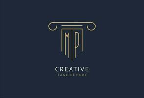 MP initial with pillar shape logo design, creative monogram logo design for law firm vector