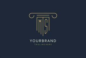 MS initial with pillar shape logo design, creative monogram logo design for law firm vector