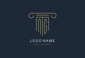 NG initial with pillar shape logo design, creative monogram logo design for law firm vector