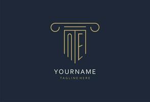 NE initial with pillar shape logo design, creative monogram logo design for law firm vector
