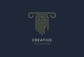 NP initial with pillar shape logo design, creative monogram logo design for law firm vector
