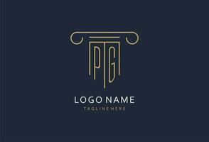 PG initial with pillar shape logo design, creative monogram logo design for law firm vector