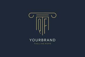 QF initial with pillar shape logo design, creative monogram logo design for law firm vector