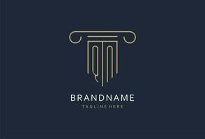 QN initial with pillar shape logo design, creative monogram logo design for law firm vector