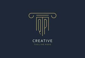 QP initial with pillar shape logo design, creative monogram logo design for law firm vector