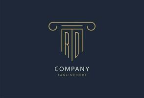 RD initial with pillar shape logo design, creative monogram logo design for law firm vector