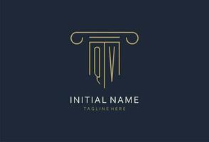 QV initial with pillar shape logo design, creative monogram logo design for law firm vector