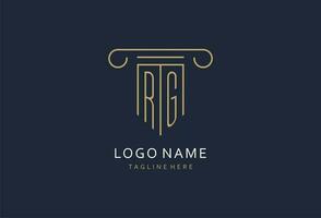 RG initial with pillar shape logo design, creative monogram logo design for law firm vector