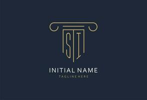 SI initial with pillar shape logo design, creative monogram logo design for law firm vector