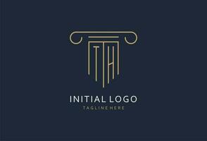 TH initial with pillar shape logo design, creative monogram logo design for law firm vector