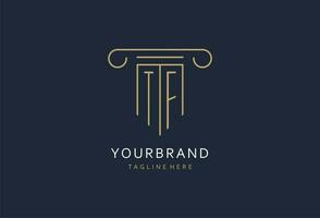 TF initial with pillar shape logo design, creative monogram logo design for law firm vector