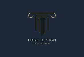 TL initial with pillar shape logo design, creative monogram logo design for law firm vector