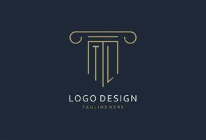 TL initial with pillar shape logo design, creative monogram logo design for law firm vector