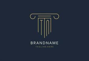 TN initial with pillar shape logo design, creative monogram logo design for law firm vector