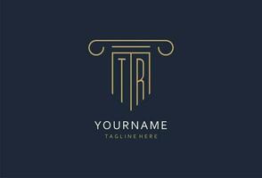 TR initial with pillar shape logo design, creative monogram logo design for law firm vector