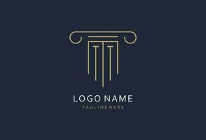 TT initial with pillar shape logo design, creative monogram logo design for law firm vector