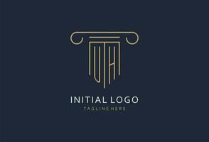 UH initial with pillar shape logo design, creative monogram logo design for law firm vector
