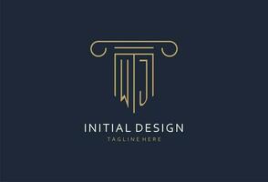 WJ initial with pillar shape logo design, creative monogram logo design for law firm vector