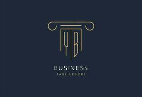 YB initial with pillar shape logo design, creative monogram logo design for law firm vector