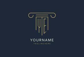 YE initial with pillar shape logo design, creative monogram logo design for law firm vector