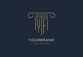 YF initial with pillar shape logo design, creative monogram logo design for law firm vector