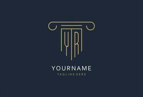 YR initial with pillar shape logo design, creative monogram logo design for law firm vector